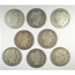 8 MIXED DATE BARBER HALVES AG/G