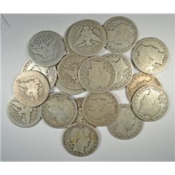 18  BARBER HALVES AG/GOOD MIXED DATES MANY MINT MARKS