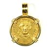 Image 1 : BYZANTINE SOLIDUS IN 18K GOLD MOUNT. TOTAL WEIGHT IS 10.3 GRAMS