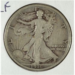 1916 WALKING LIBERTY HALF DOLLAR FINE