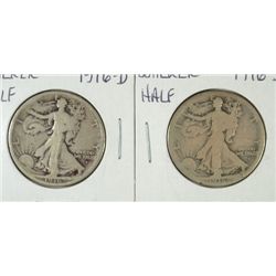 1916-D GOOD & 1916-S AG WALKING LIBERTY HALF DOLLAR