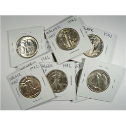 (10) 1942 WALKING LIBERTY HALF DOLLARS MS63+