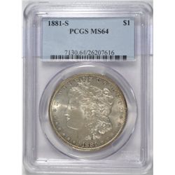 1881-S MORGAN DOLLAR PCGS MS64