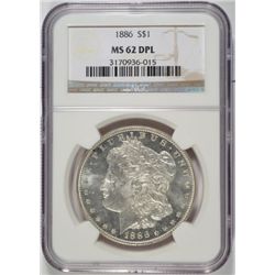 1886 MORGAN DOLLAR NGC MS62 DPL