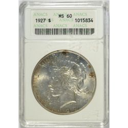 1927 PEACE DOLLAR ANACS MS60