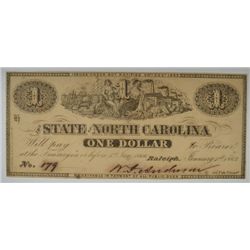 1863 $1 STATE OF NORTH CAROLINA NOTE