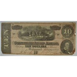 1864 $10 CONFEDERATE STATES OF AMERICA NOTE