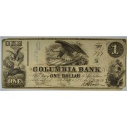 1852 $1 COLUMBIA BANK WASHINGTON D.C. NOTE
