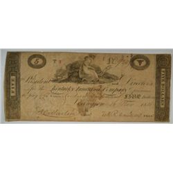 1814 $5 KENTUCKY INSURANCE COMPANY NOTE