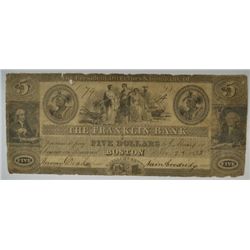 1833 $5 FRANKLIN BANK BOSTON, MA
