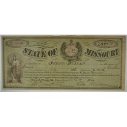 1874 $900 STATE OF MISSOURI NOTE