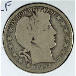 1892-S BARBER HALF DOLLAR AG