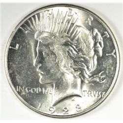 1928-S PEACE SILVER DOLLAR, MS-64 BLAST WHITE, SCARCE!