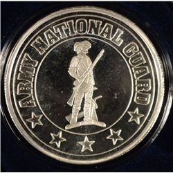 THE ARMY NATIONAL GUARD FEATURED ON A ONE OUNCE .999 SILVER ART ROUND