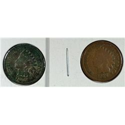 1868 G/VG & 1869 GOOD INDIAN HEAD CENTS