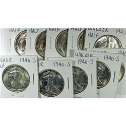 (10) 1940-S WALKING LIBERTY HALF DOLLARS MS63+