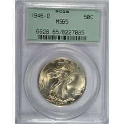 1946-D WALKING LIBERTY HALF DOLLAR PCGS MS65 GREEN LABEL GEM