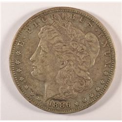 1886-S MORGAN SILVER DOLLAR, XF+