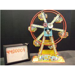 Vintage 1950s Rare Chein Walt Disney Mickey Mouse Tin Toy Ferris Wheel