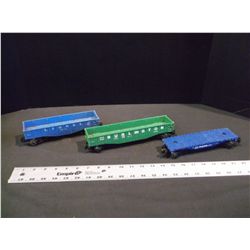 Vintage Postwar Lionel Train Cars, Burlington Gondola, Lionel, and Republic Steel Flat Car