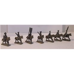 Seven 20mm Lead Calvary Figurines from the Napoleonic Wars