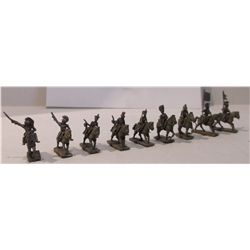 Nine 20mm Lead Calvary Figurines from the Napoleonic Wars