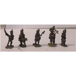 Five 20mm Lead Infantry Figurines from the Napoleonic Wars