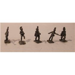 Five 20mm Lead Infantry Figurines from the Napoleonic Wars