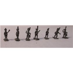 Seven 20mm Lead Infantry Figurines from the Napoleonic Wars
