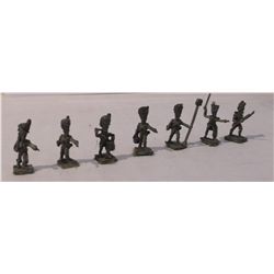Seven 20mm Lead Infantry Figurines from the Napoleonic Wars