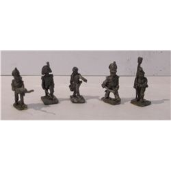 Five 20mm Lead Infantry Figurines from the Napoleonic Wars