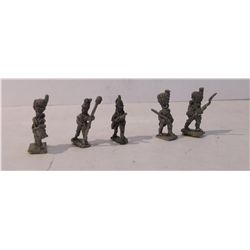 Five 20mm Lead Infantry Figurines from the Napoleonic Wars