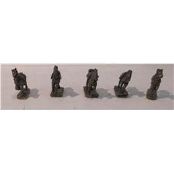Five 20mm Lead Calvary Figurines from the Napoleonic Wars