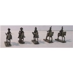 Five 20mm Lead Calvary Figurines from the Napoleonic Wars