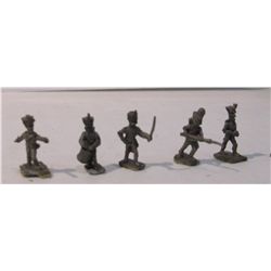 Five 20mm Lead InfantryFigurines from the Napoleonic Wars