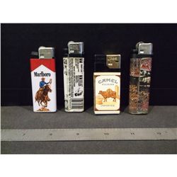 Four Butane Lighters with advertisment and pictures