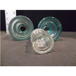 Three Vintage Electrical Glass Insulators