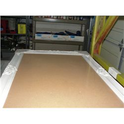 Painted white wood framed cork board bulletin