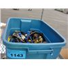 Image 1 : Blue rubbermaid container filled with rachet tie