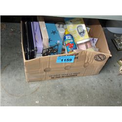 Box of assorted items; pictures, glucose meter etc