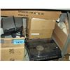 Image 1 : Shelf lot of electronics; speakers, turn table etc