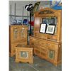 Image 1 : 5pc oak finished mirrored front bedroom suite;