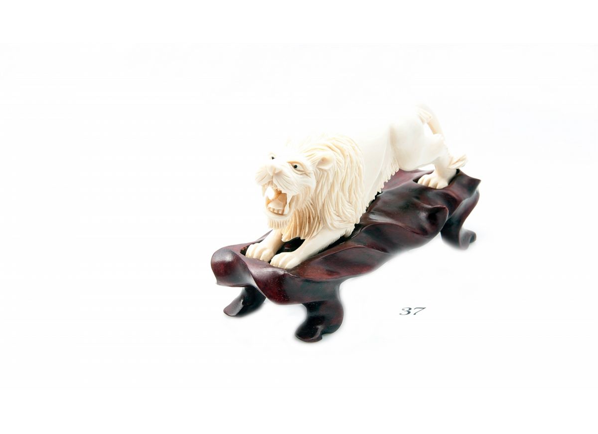 Genuine ivory carved lion