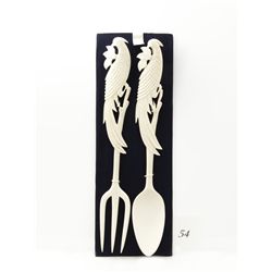 Genuine ivory carved fork and spoon set