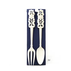 Genuine ivory carved fork and spoon set