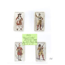 Set of 4 1913 regimental uniforms collectors cards