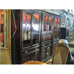 3pc mahogany finished wall cabinet display unit