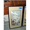 Image 1 : Framed oriental silk print, signed by artist