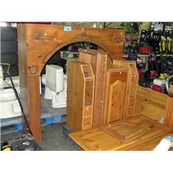 Knotted pine finish kitchen cabinet set