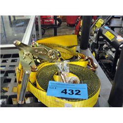 2 yellow heavy duty tie down rachets
